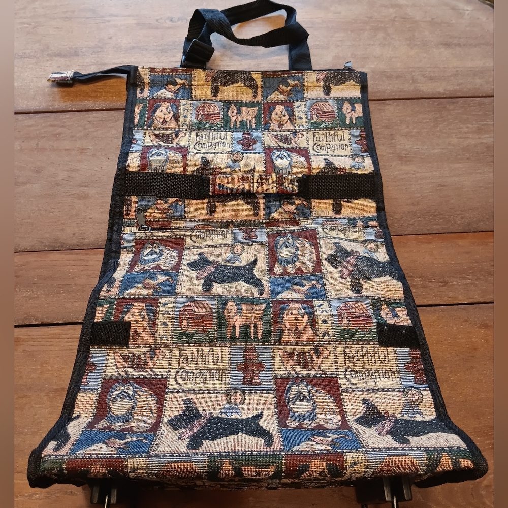 Dog Faithful Companion Tapestry Tote Bag with Wheels..Folding..Collapsible..